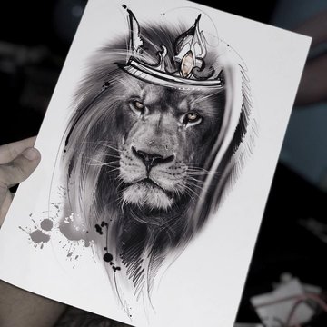 Лев в профиль рисунок