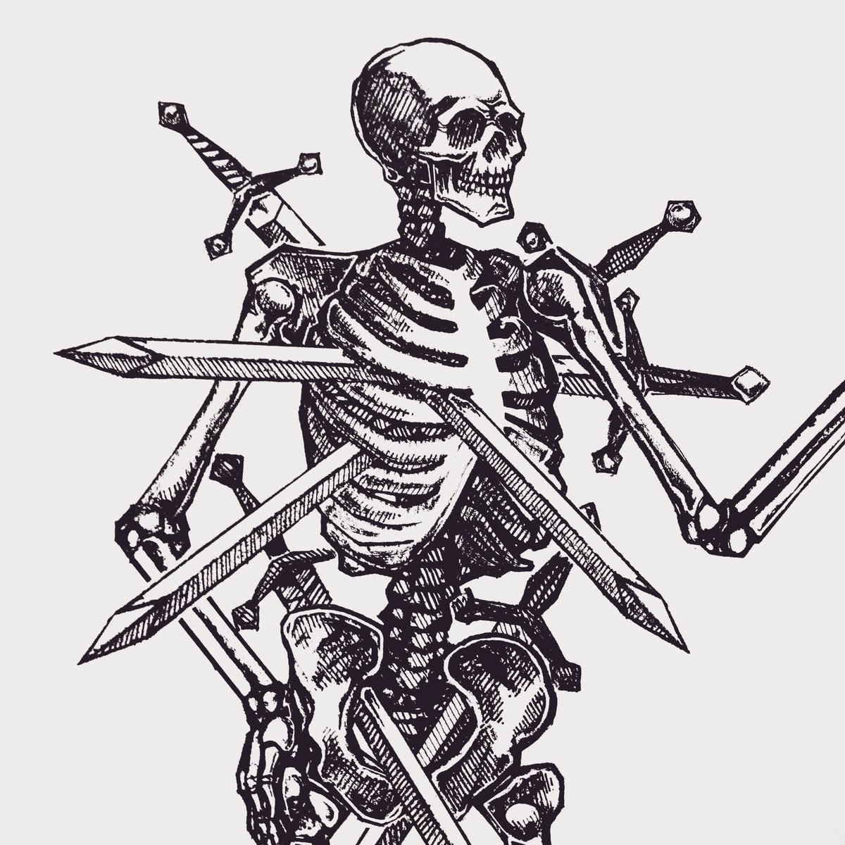 Эскиз татуировки скелета с листьями