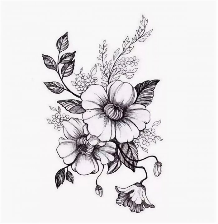 Тату цветы эскизы - фото | Лучшие эскизы татуировок цветы