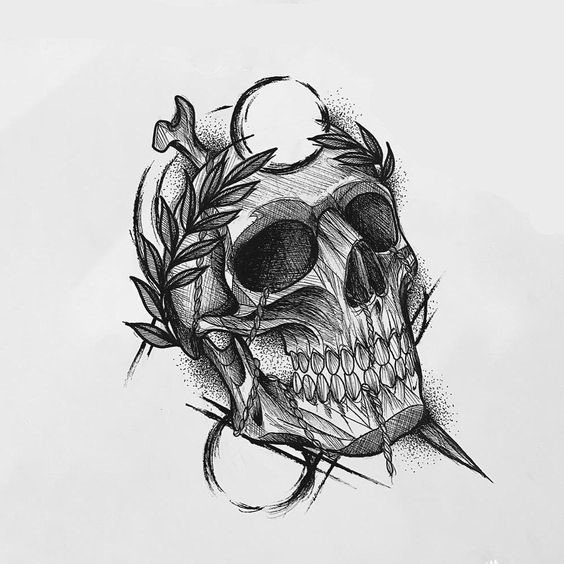 эскиз тату черепа в шутовском колпаке | Tattoo Academy