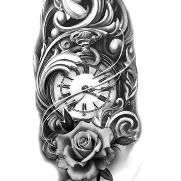 Варианты изображения тату часы
