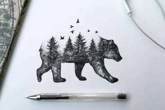 медведь эскиз для тату