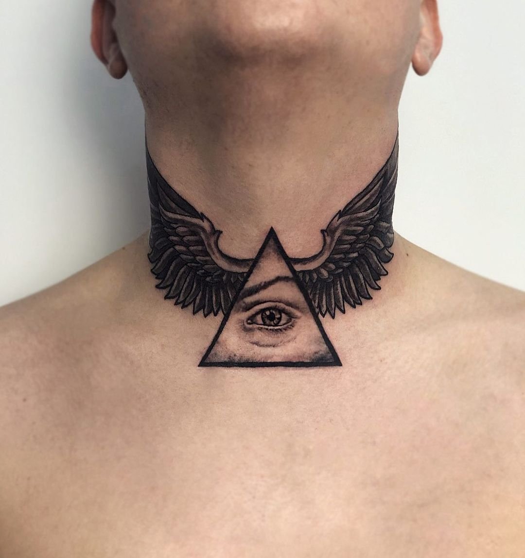 Тату (татуировка) Крыло на шее: значение и эскизы женские и мужские