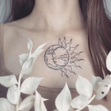 Значение татуировки луна и солнце (100+ фото)