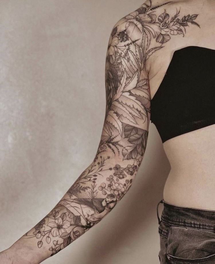 Идеи женских тату рукава 50 + фото | VeAn Tattoo