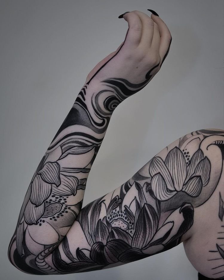 Идеи женских тату рукава 50 + фото | VeAn Tattoo