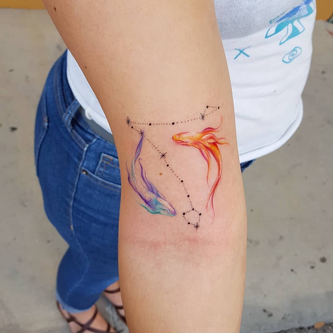 Тату знак Зодиака Рыбы / значение, идеи / 35+ фото | VeAn Tattoo
